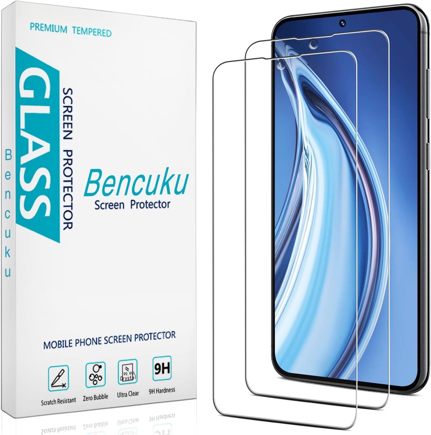 (2 Pack) S23 9H Designed for Samsung Galaxy FE Tempered Glass Screen Protector, Hardness, Anti Scratch, Bubble Free
