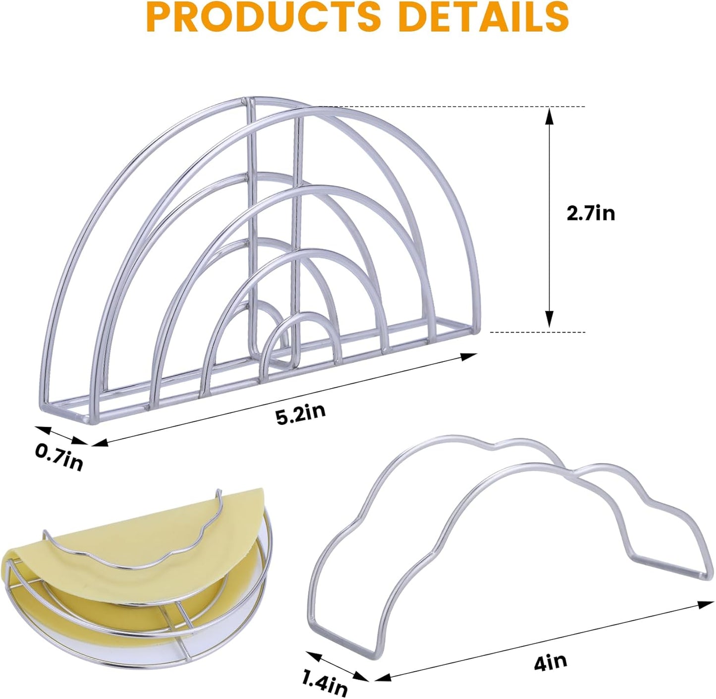 Skiennix Taco Shell Stand Mold - Stainless Steel Holder for Crispy Flat-Bottom Tacos | Ideal for Baking & Frying