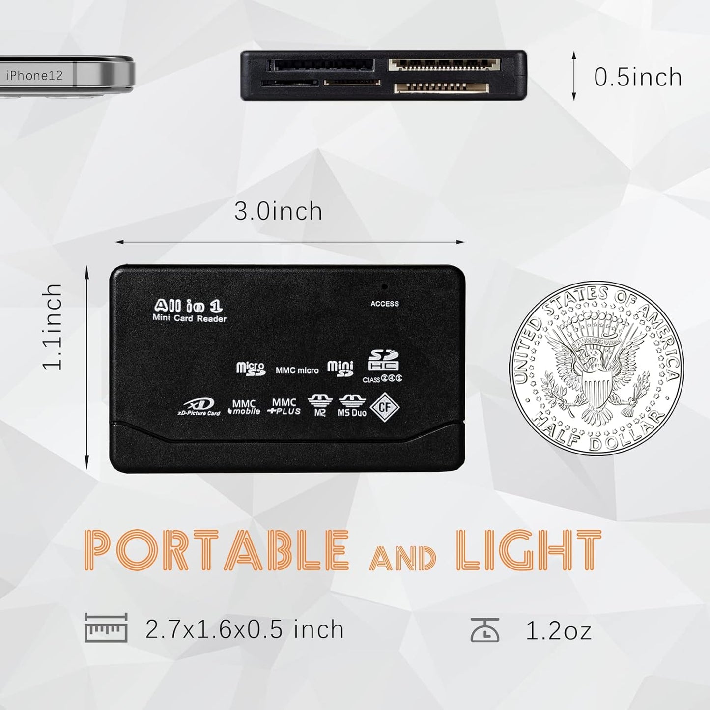 Wansurs 6 1 Pro/M2 Win7,8,10,11 Micro SD Card Reader, in Memory Card Reader for SD/Micro SD/CF/XD/MS Card, Compatible