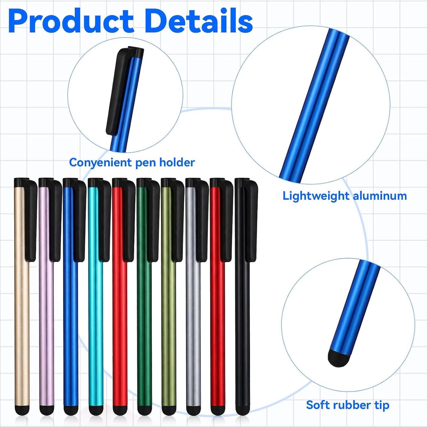 AOZUO 150 10 Pcs Stylus Pens for Touch Screens Universal Capacitive Stylus Digital Pen Compatible with Touch Screens