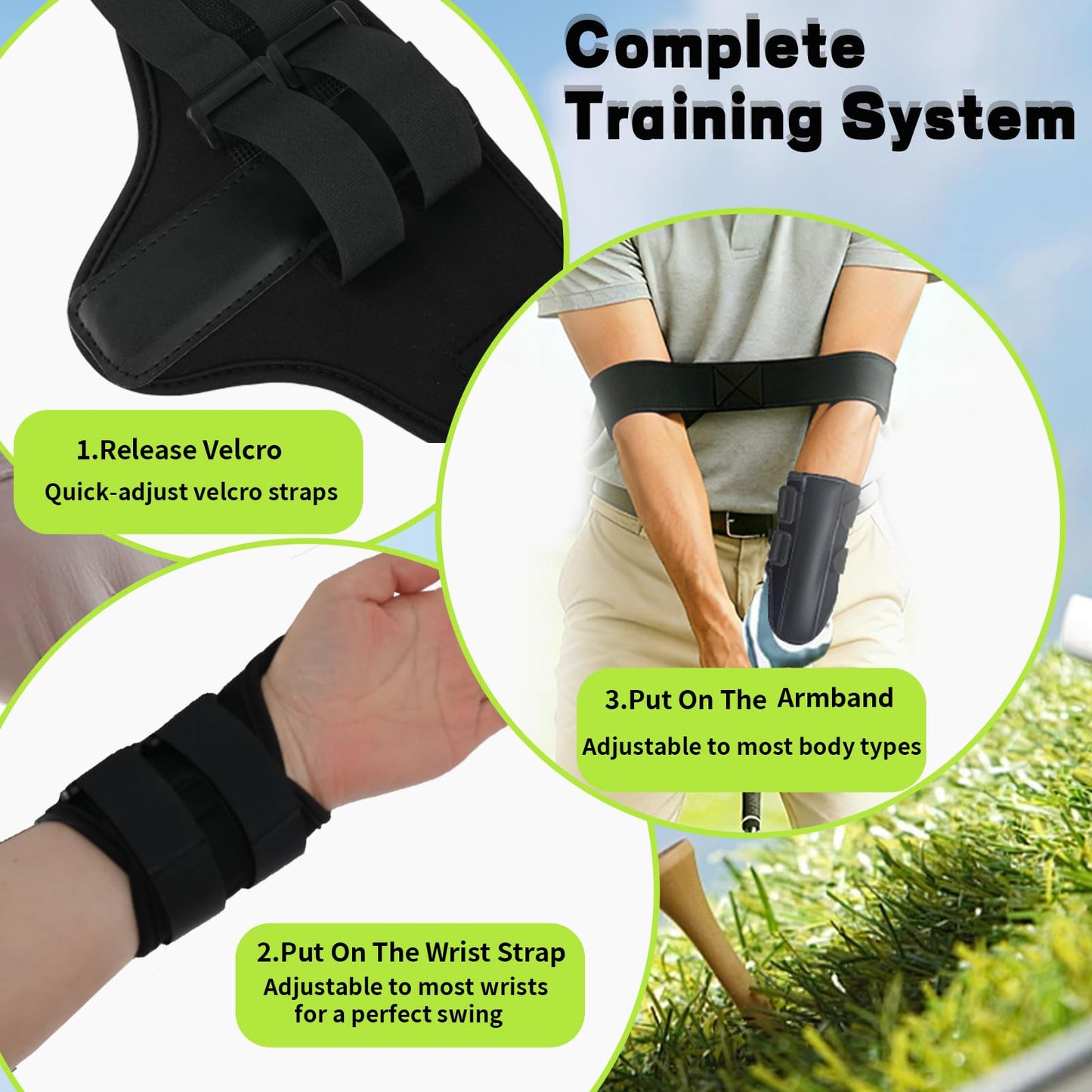 Ciawlro Golf Wrist Training Aid Kit with Wrist Brace & Arm Band, Durable & Comfortable Swing Trainer to Keep Arms Connected & Stabilize Wrist, Improve Swing Consistency for Beginners & Practice