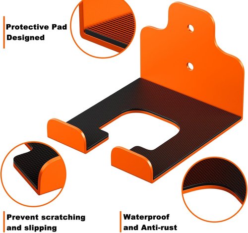 JNIHEEP Garage Organizer - Wall-Mounted Trimmer Rack for Garden Tools | Holds Weed Whackers & Hedge Trimmers (Orange)