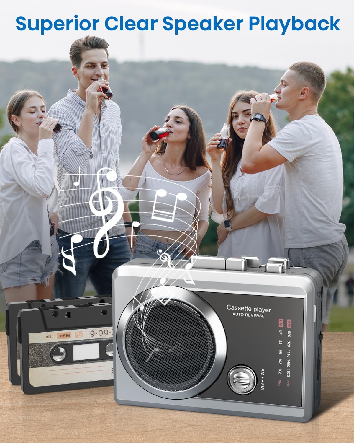 DIGITNOW Cassette Cassette Player Recorder, Retro AM/FM Radio, Portable Audio Player Speaker Device with Built