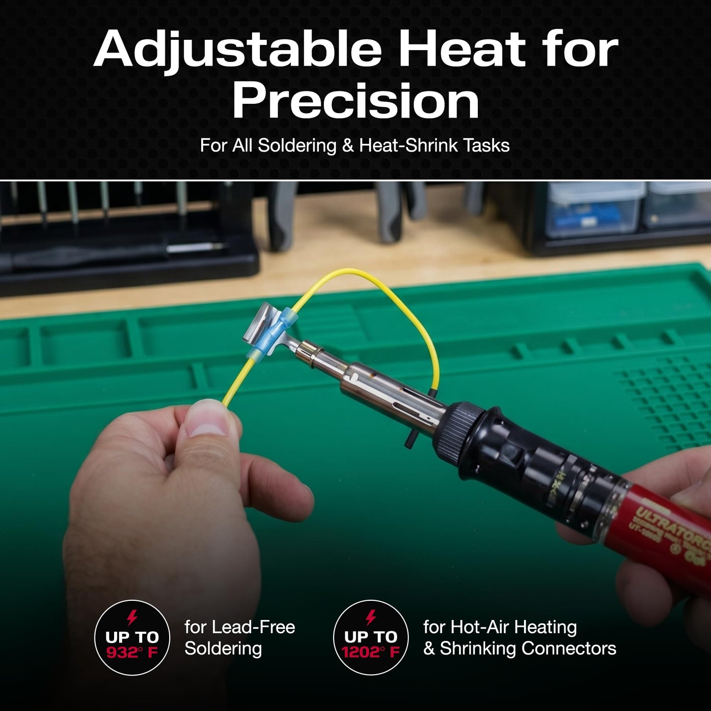 Master Appliance Ultratorch UT-100SiK Butane Powered Cordless Soldering Iron, Flameless Heat Tool for Wire Connectors and Pinpoint Butane Torch, 3 in 1 Tool with Metal Case - USA Company