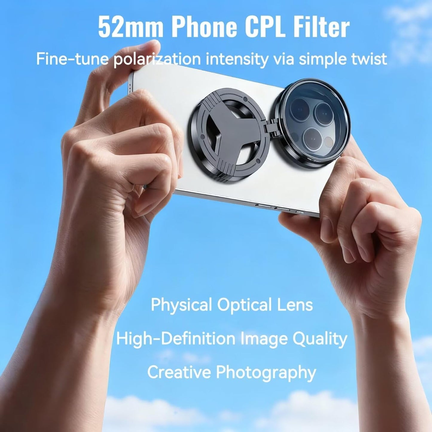 AWAKINK 52mm 17/16/15/14/13 Magnetic CPL Filter for iPhone, Polarizing Filter, Circular Polarized Lens Filter