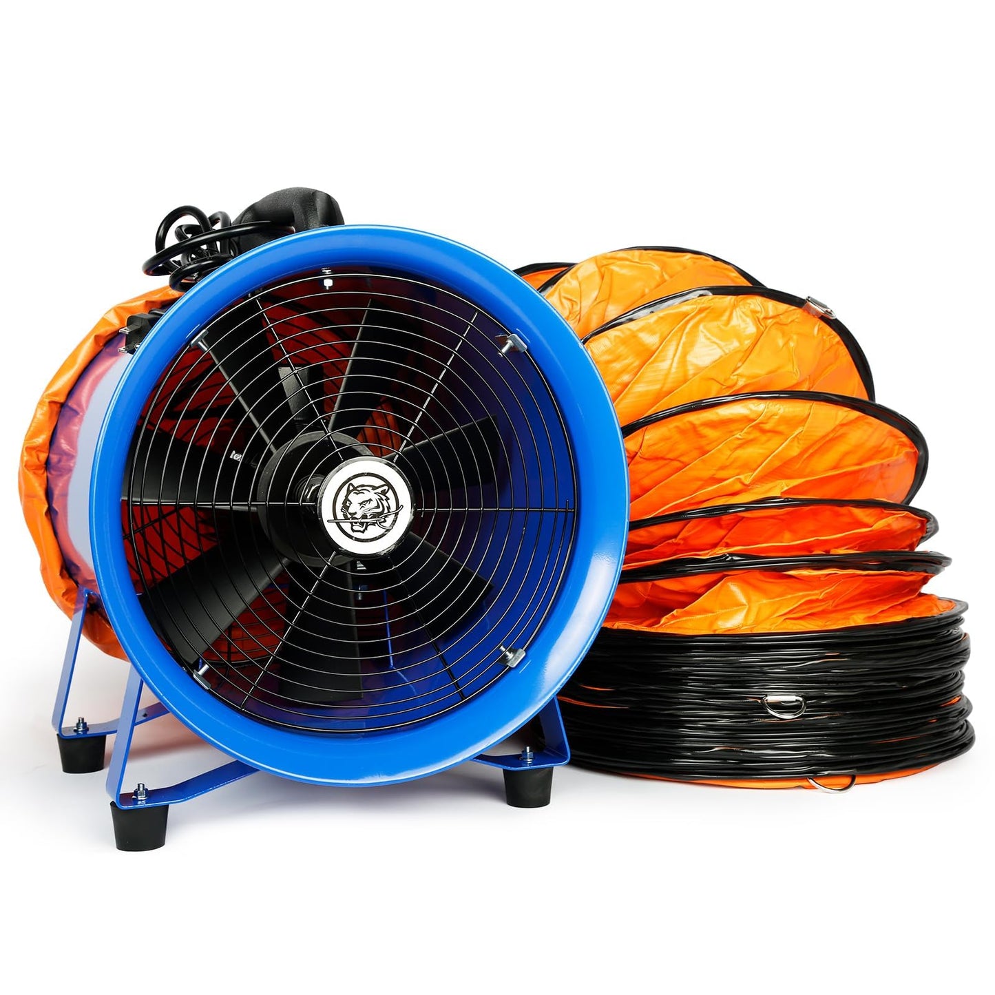 Sewinfla 12-inch 520W Utility Blower, High Velocity Low Noise Portable Exhaust Fan 3350 r/min with 16.5ft PVC Flexible Duct Hose, Heavy Duty Cylinder Ventilator for Home & Workplace Fume Ventilation