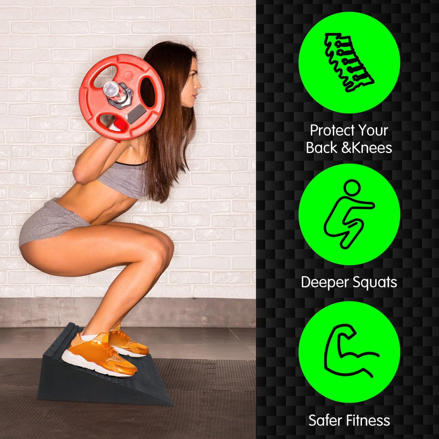 Pangda Squat Wedge Block Slant Board Incline Board 25.4 x 9.3 x 2.6 Inch Deadlift Platform Squat Stand Heel Wedge for Exercise Equipment for Weightlifting Stretching Training Fitness Exercise