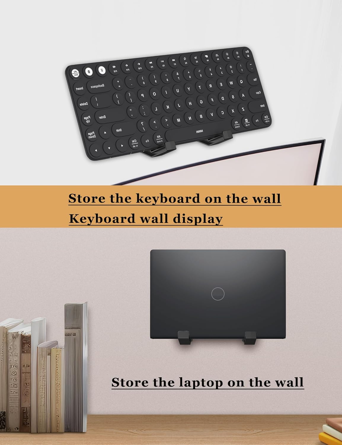 Universal Wall Mount Storage Organizer for Keyboard/Laptop/Tablet, Wall Display Rack Holder for Electronics, Compatible