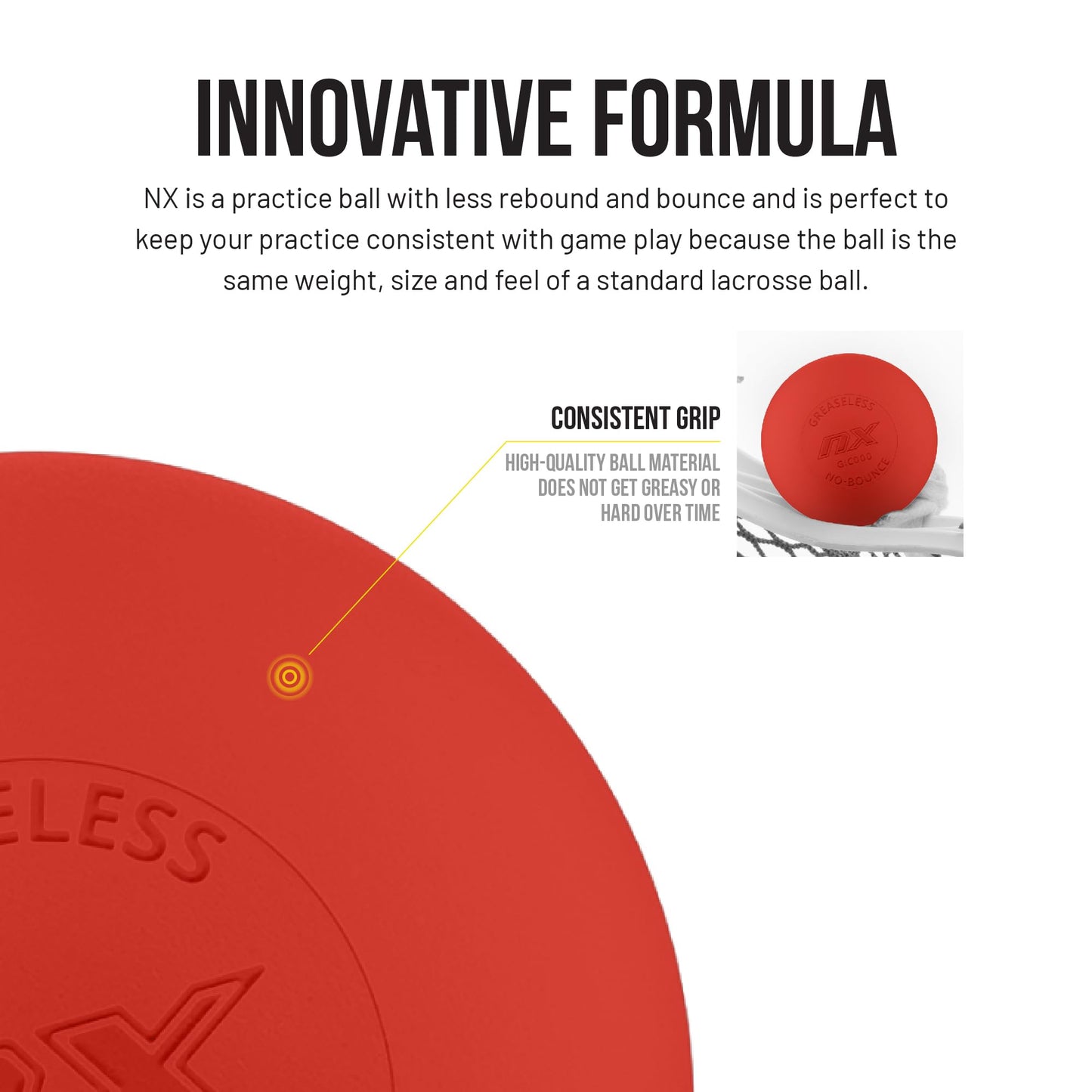 PEARL NX Greaseless Lacrosse Balls by Guardian Innovations (20 Pack) - Long Lasting, No-Bounce Balls Perfect for Indoor Play and Practice - Red