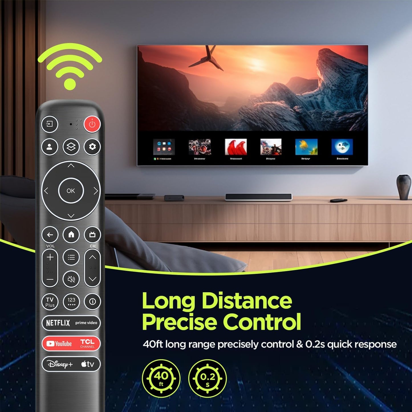 XGBFH 4K Replacement Backlit Remote Control for TCL Google Smart TV, for TCL UHD LED QLED MiniLED Smart TVs (