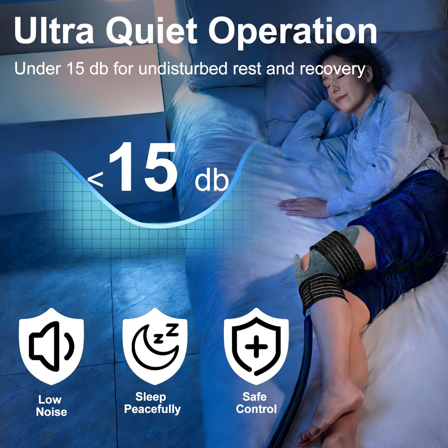 Jestonten Ice Machine for Knee After Surgery - 16-Quart Large Capacity, Programmable Cold Therapy Machine with 6 Timer Modes & 5 Flow Levels Compression Wrap for Knee, Back & Ankle