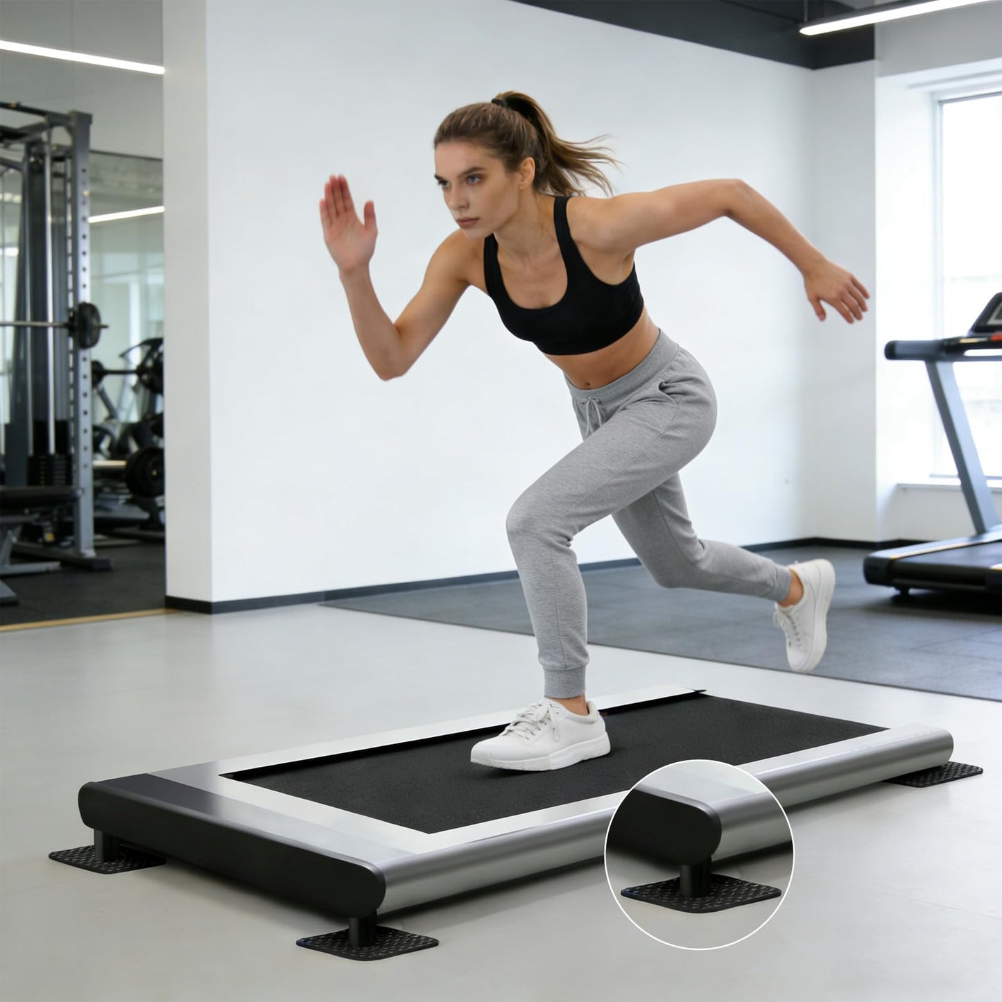Treadmill Mat Pads, 4 PCS Non-Slip Walking Pad Mats Rubber Foam Stationary Bike Mats Noise Reduce Shocking Absorber Treadmill Mat for Exercise Bike Treadmills Carpet Hardwood Floors Protection, Black