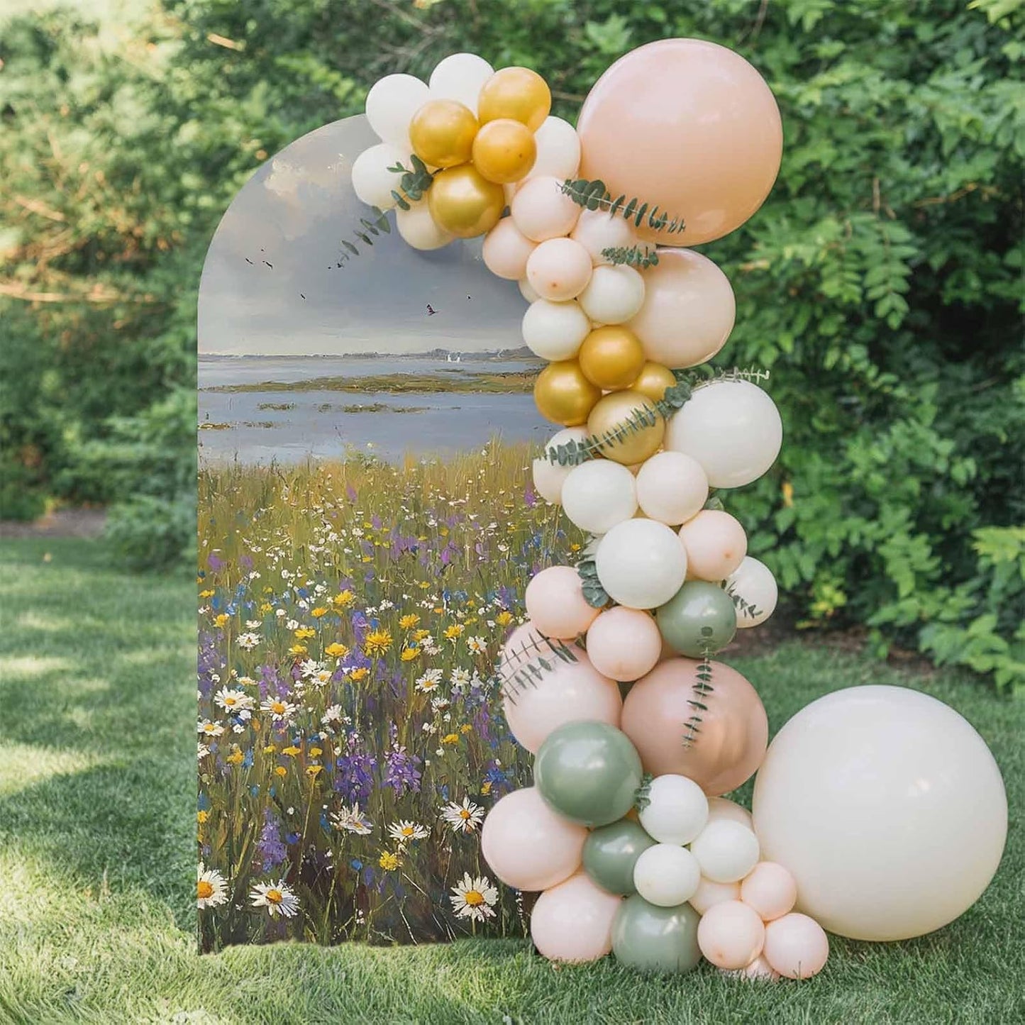 Jnbasdffb 7.2 Spring Floral Wedding Arch Cover,Stretchy Spandex Arch Backdrop Stand Covers FT,Modern Oil Painting