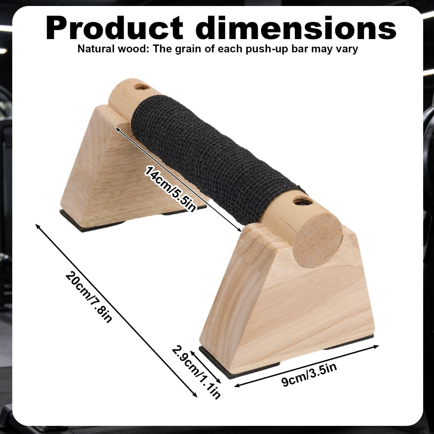 Parallettes Bars Set, 2pcs Wooden Push Up Handles Bars for Floor with Anti-Slip Base 1 Spacer & 1 Grip Tape Wood Home Gym Equipment for Handstand Training Calisthenics & Pushup Strength Workout