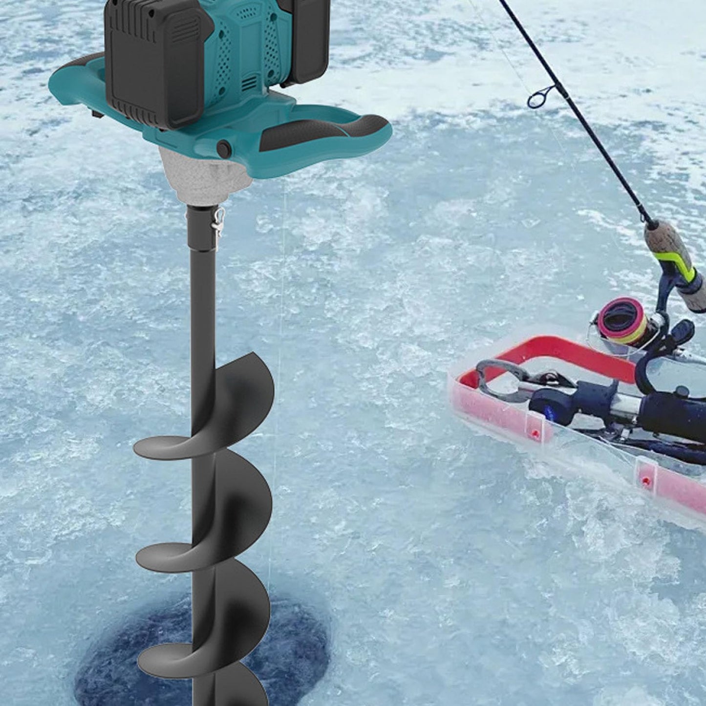 ariarly Battery Electric Ice Auger 100-800RPM 6 Speed Adjustable Post Hole Digger 1200N.m Torsion Cordless Post Hole Digger Power Head(Not Included Battery)