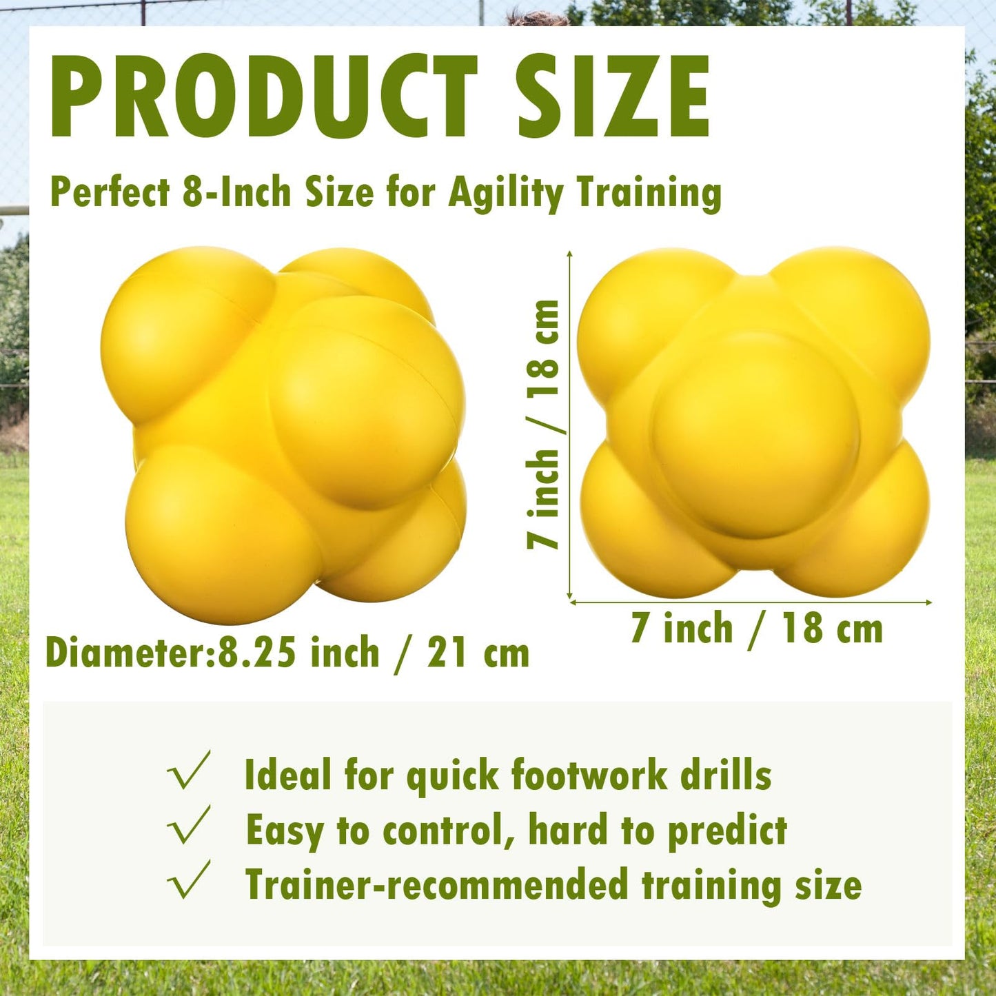 Arrowbash 8 Inch Soccer Agility Ball Reaction Ball Yellow Training Equipment for Speed Agility Coordination, Non Slip Design for Soccer Drills Fitness and Quick Footwork for Goalie Gifts