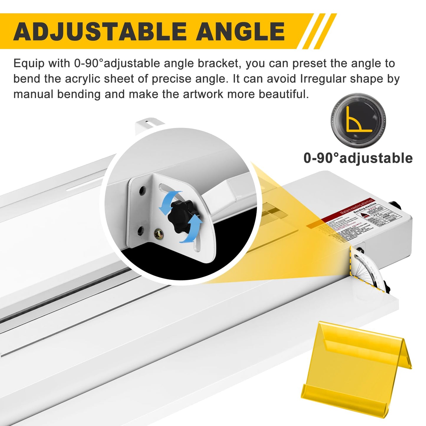 24inch Acrylic PVC Plastic Bender Acrylic Bending Machine with Adjustable Length&Angle, 24" Plastic Sheet Bender 60cm Acrylic Strip Bender Heater 0-85℃ 110V