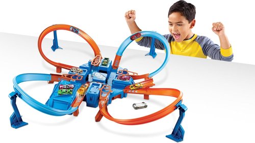 Hot Wheels Track Set - Motorized Booster with 4 Intersections for Crashing | 1:64 Scale Toy Car