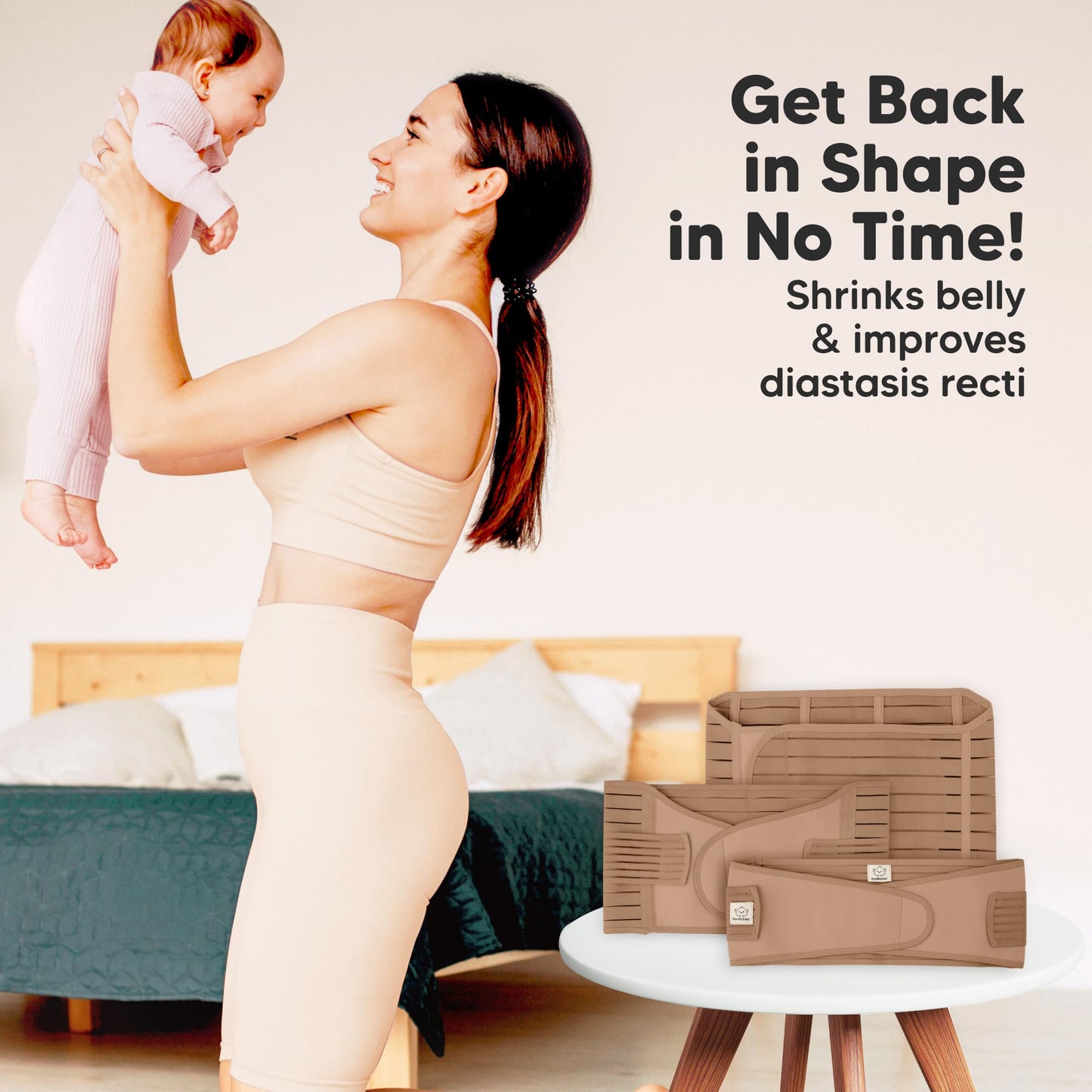 3 in 1 Postpartum Belly Support Recovery Wrap – Postpartum Belly Band, After Birth Brace, Slimming Girdles, Body Shaper Waist Shapewear,Post Surgery Pregnancy Belly Support Band (Warm Tan, M/L)