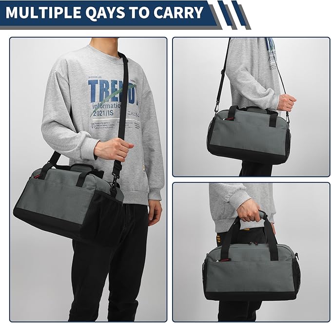 Small Gym Bag with Wet Pocket - 14 inch Mini Duffle Bag for Men & Women Lightweight Carry On Bag for Travel Sport - Dark Grey