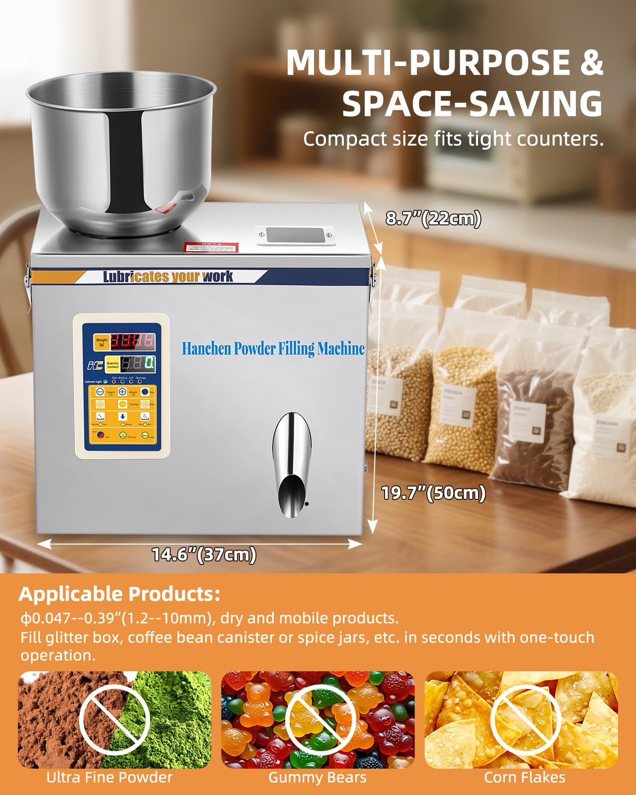 Smart Digital Powder Filling Machine & Particle Granule Dispenser - Hands-Free Infrared/Foot Pedal Control, Precise Measuring for Home & Small Workshops - Boost Efficiency with LED Display Panel