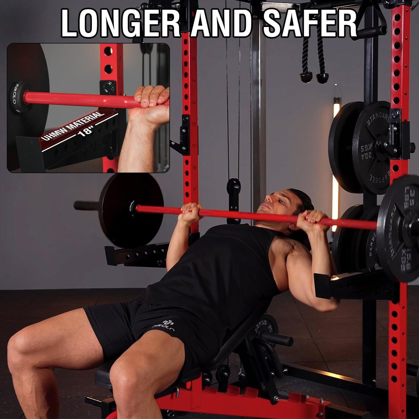 Mikolo Power Cage, 2000LB Power Rack with Independent Dual Pulley System, Multi-Function Home Gym Workout Machine for Cable Crossover (Aluminum Pulleys)