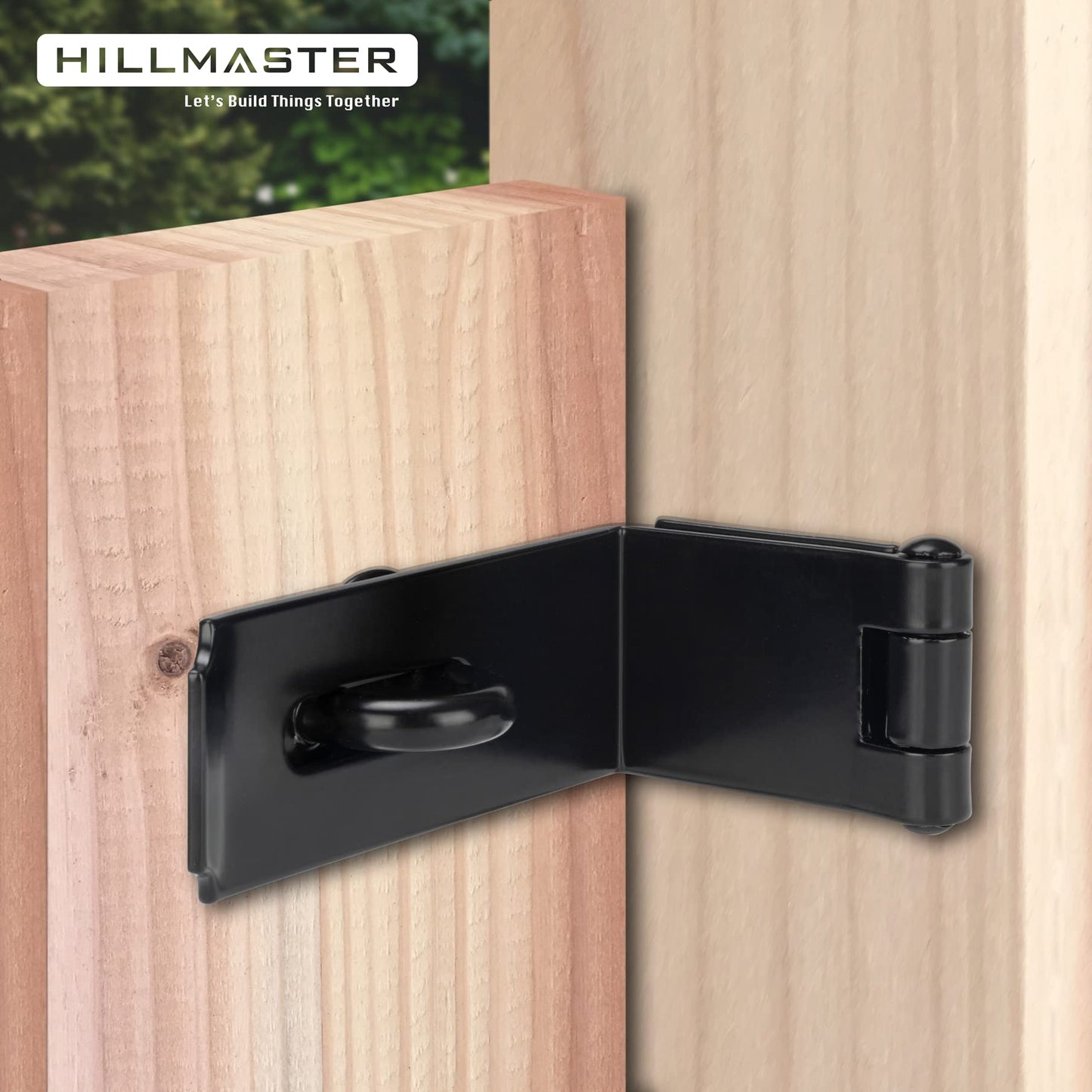 HILLMASTER Door Hasp Latch 90 Degree, 7-3/4" Extra Thick Heavy Duty Steel Safety Gate Door Lock Padlock Clasp Hasp Lock Latch for Fence Gate Barn Door Shed Closet Cabinet, Black Finish