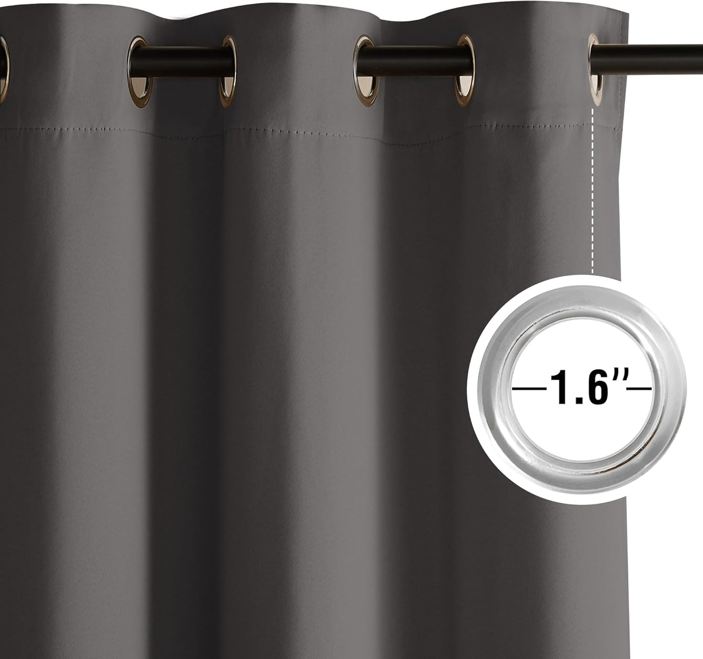 NICETOWN Room Darkening Curtains - Grey Drapery Panels, 2-Pack | W52 x L84 for Ultimate Light Control