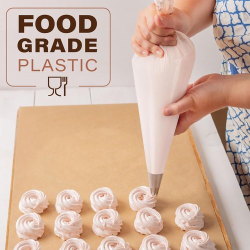 LotFancy Piping Bags - 18 Inch Extra Thick Disposable Pastry Bags with 5 Clips | Pack of 100 for Cake Decorating