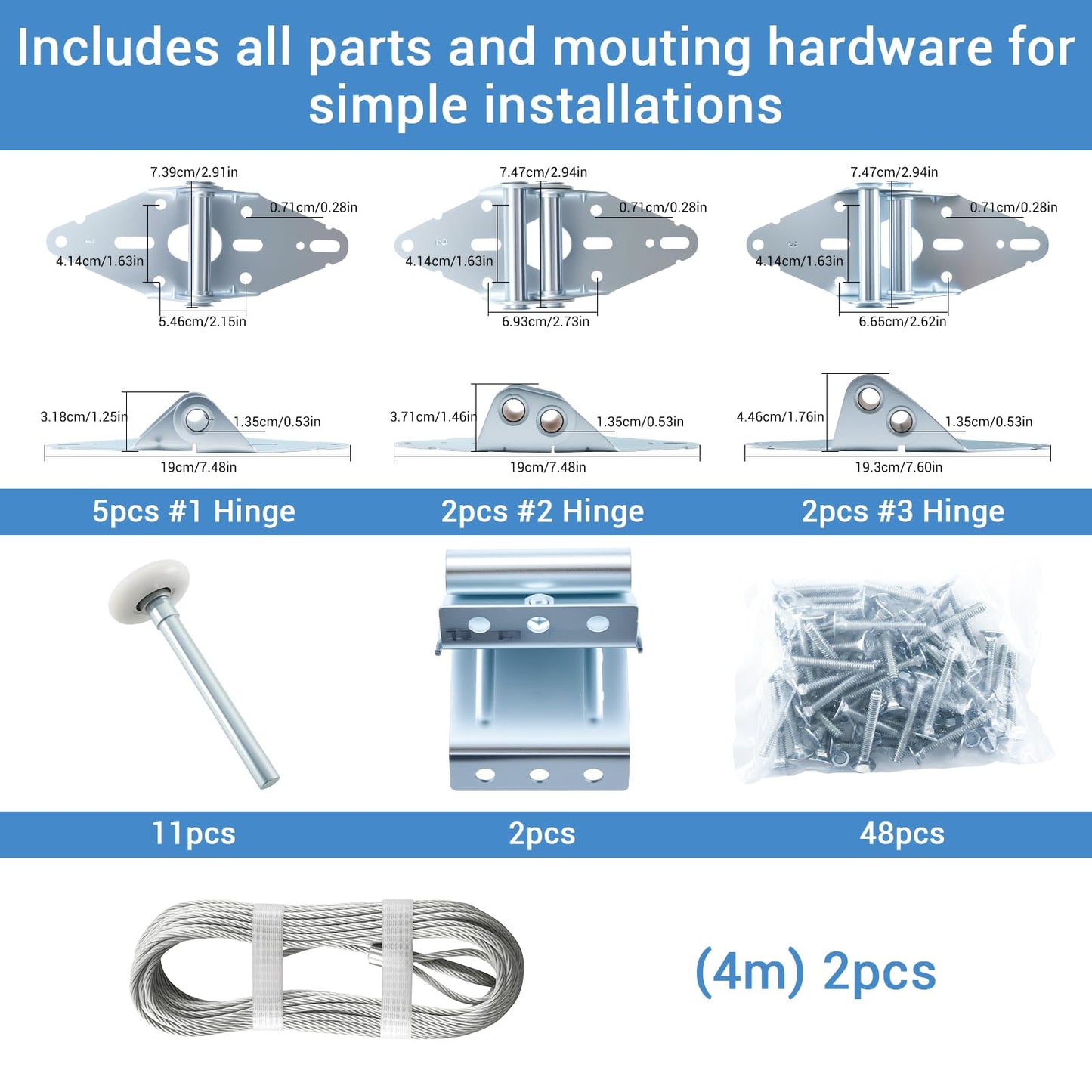 HOME MASTER HARDWARE Garage Door Hinge & Roller Tune Up Kit Garage Door Hardware Kit for 16 x 7 or 18 x 7 Door