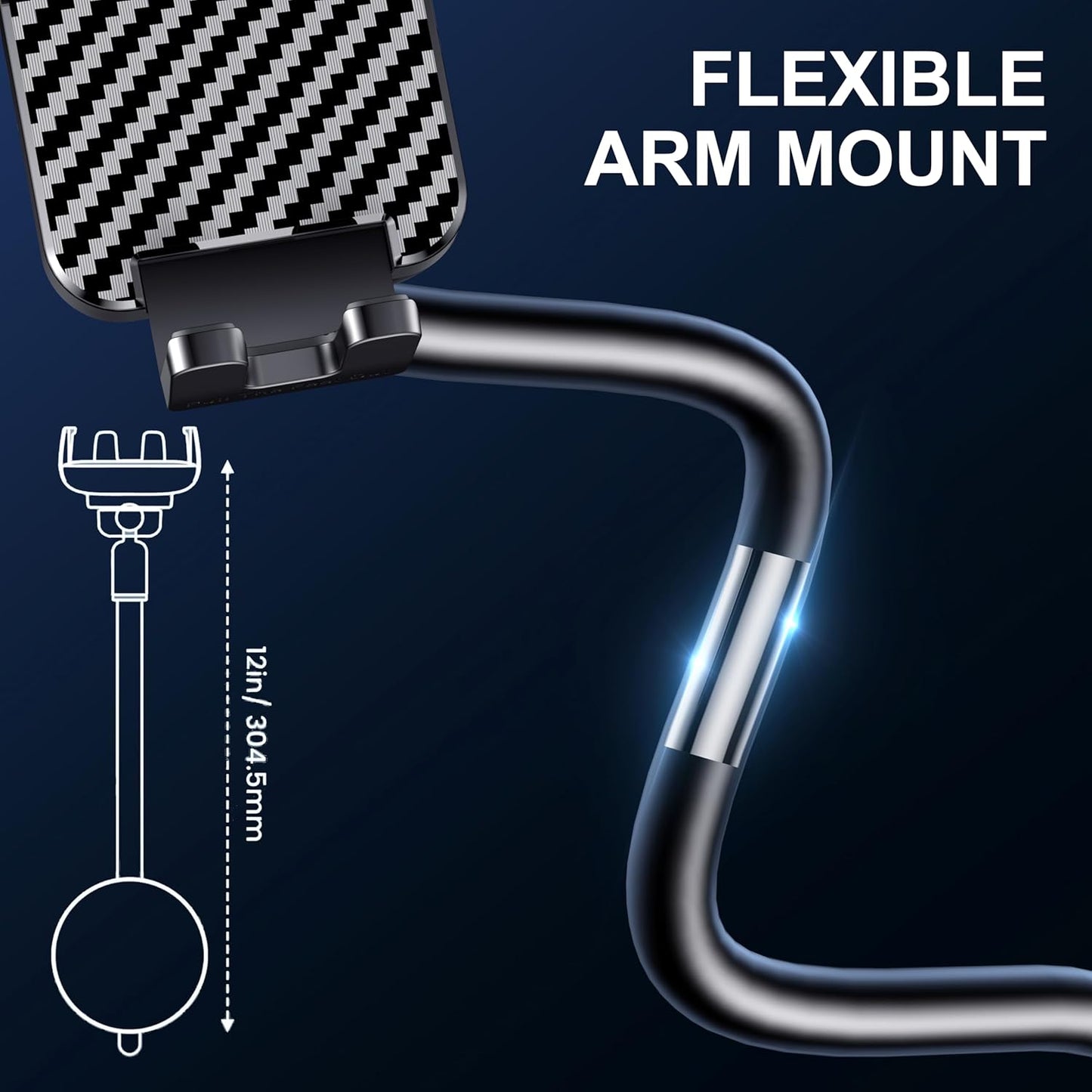 BIPOPIBO Phone Holders for your Car [Long Flexible Neck] Car Phone Mount [Anti-Shake Stabilizer] Cell Phone Holder Car