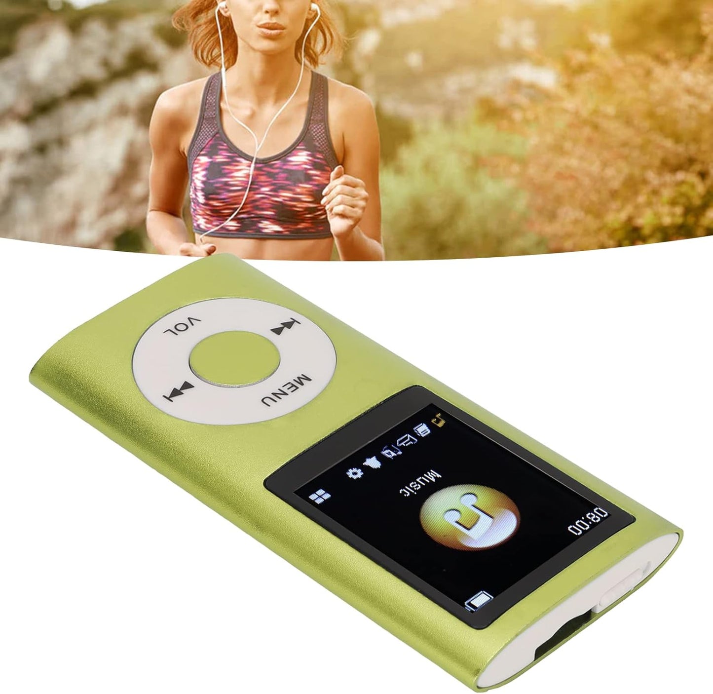 Dan&Dre MP3 1.8 Inch 64G Player, LCD Slim Portable Music Player with Lossless Sound, Aluminum Alloy, Expandable (Green)