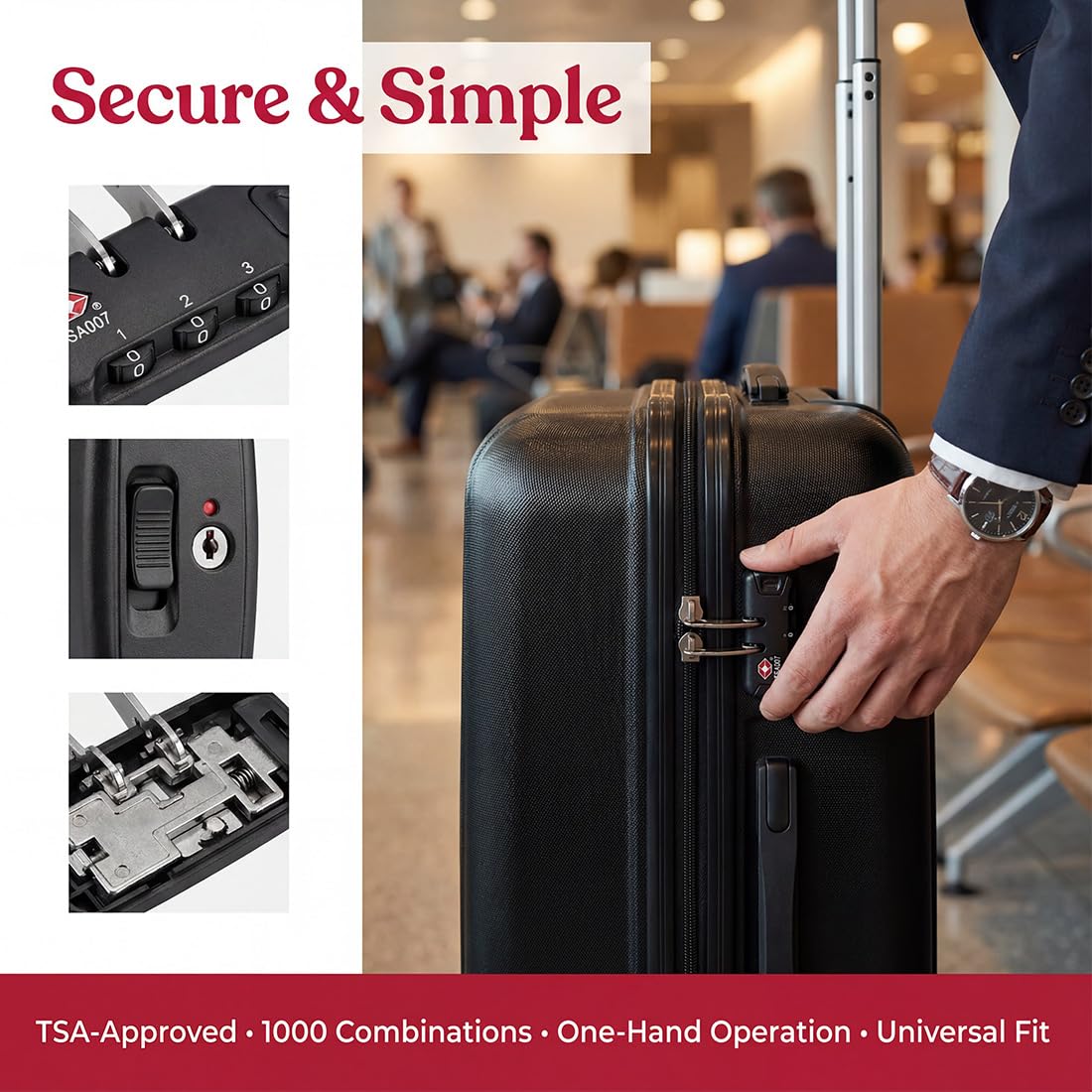 (2 Pieces) lizipai(Customs Locks) Combination Lock TSA Customs Lock Fixed Luggage Lock, Backpack Lock
