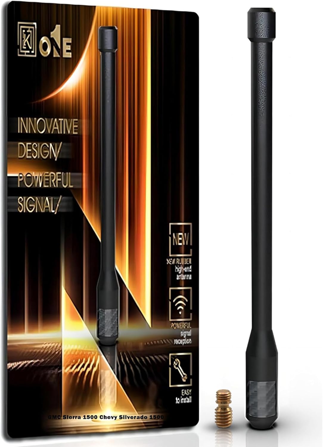 KEYO1E 2007-2026 1500/7.9 Inches Carbon Fiber Antenna Compatible with GMC Sierra & Chevy Silverado Flexible Rubber