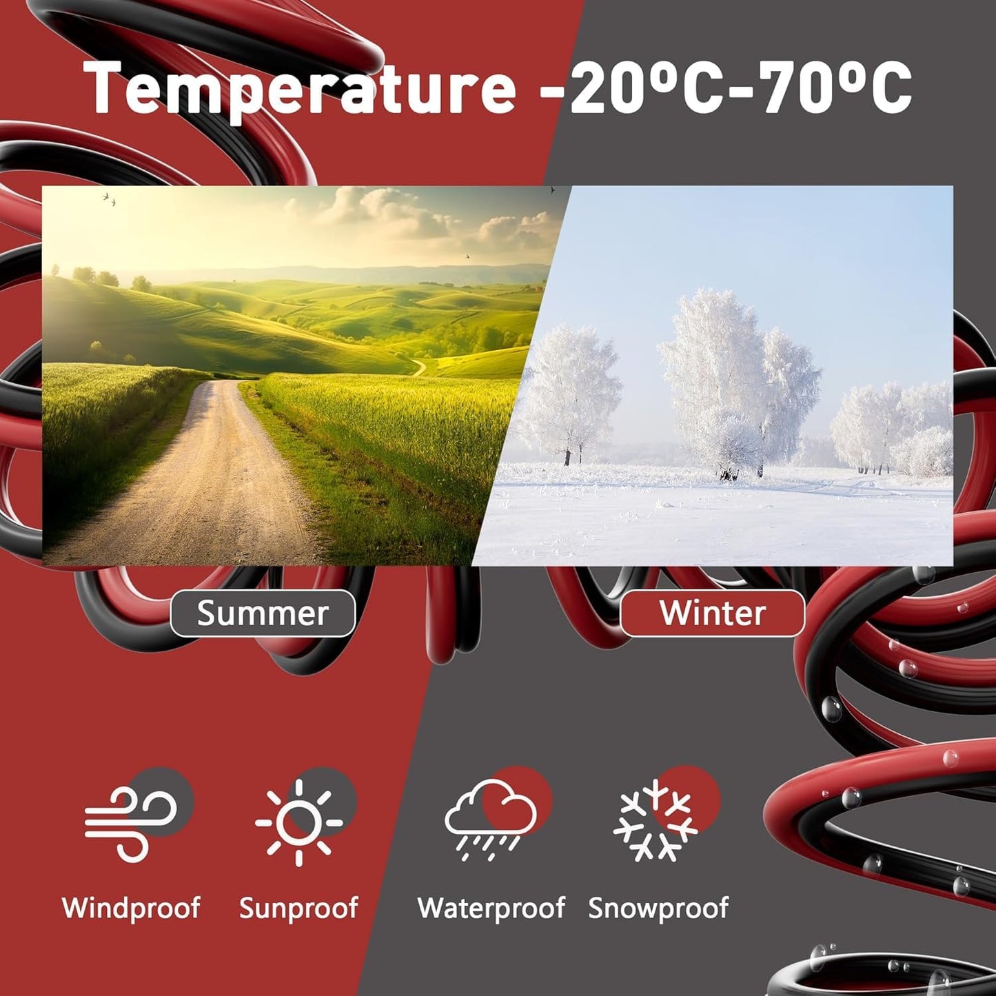16/2 20 12V/24V 16AWG HiFind Gauge FT Red Black Hookup Electrical Wire Cable LED Strips Extension Cord DC, Flexible
