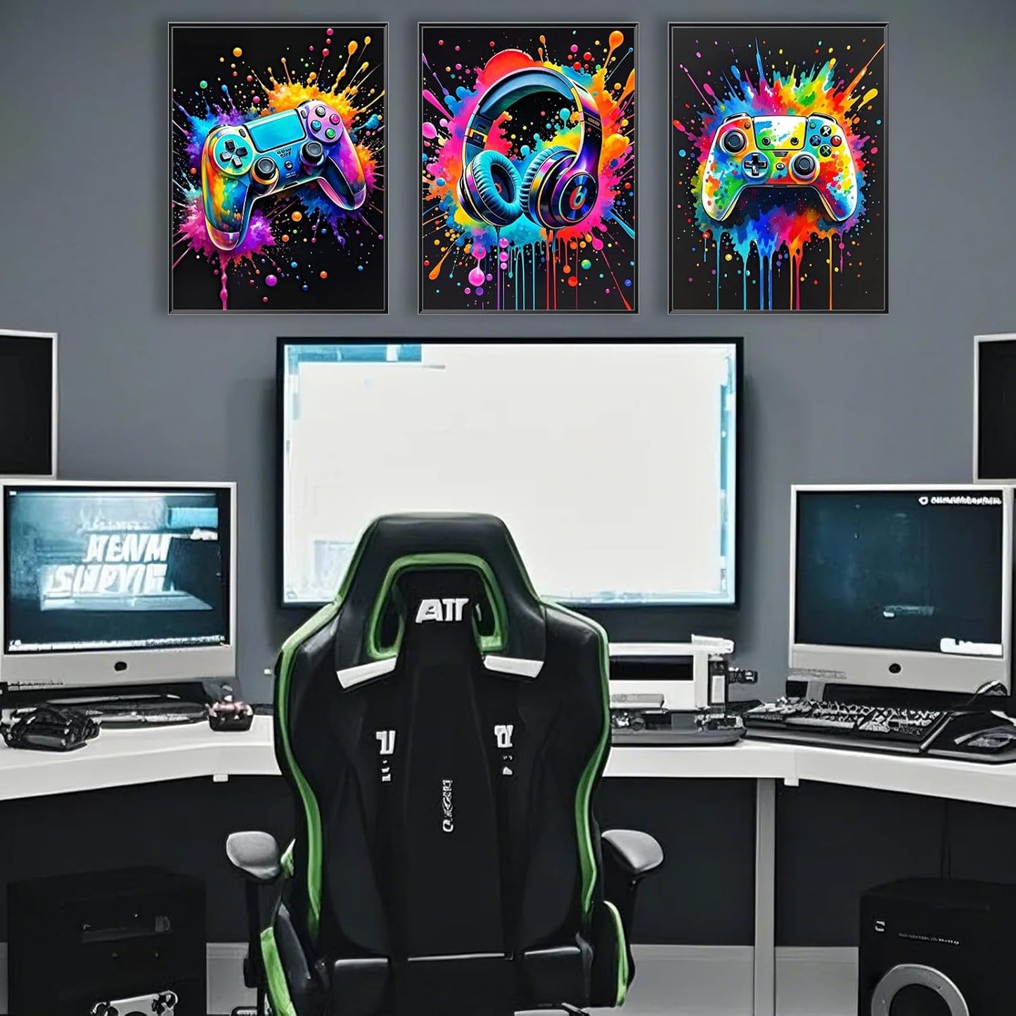 Skiennix Gaming Room Wall Art - Colorful Canvas Posters for Gamers | 12x16 Inch Unframed Prints