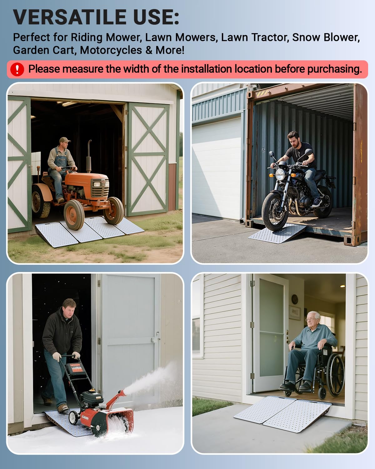 Toplamper Heavy-Duty Shed Ramp Lawn Equipment Loading Ramps for Riding Mowers Bike Motorcycle Tractor Snow Blower Garden Cart,1500lbs Capacity Anti-Slip Punch Plate, Sheds Garage Access Ramp - 2 PCS