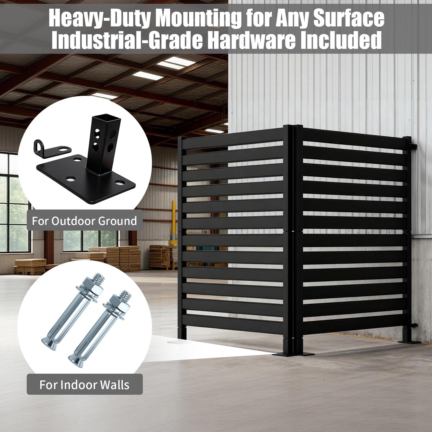 38" W x 48" H Double-Layer Privacy Fence, 4-Panel Heavy Duty Wrought Iron Screen for Maximum Backyard Privacy - Also for AC, Trash & Pool Enclosure