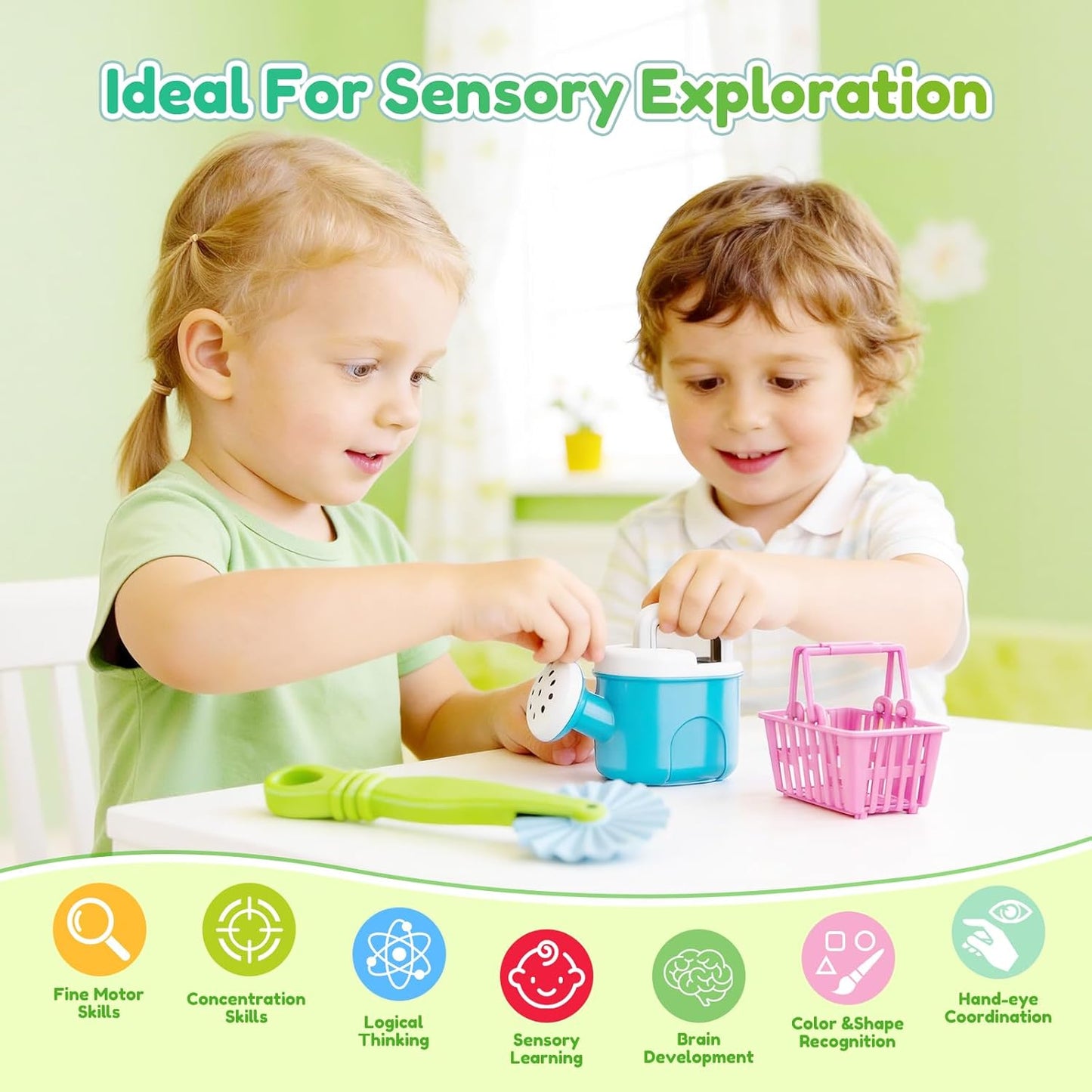 Skiennix 34PCS Sensory Bin Filler Tools - Fine Motor Skills Scooper Set with Scoops & Tweezers
