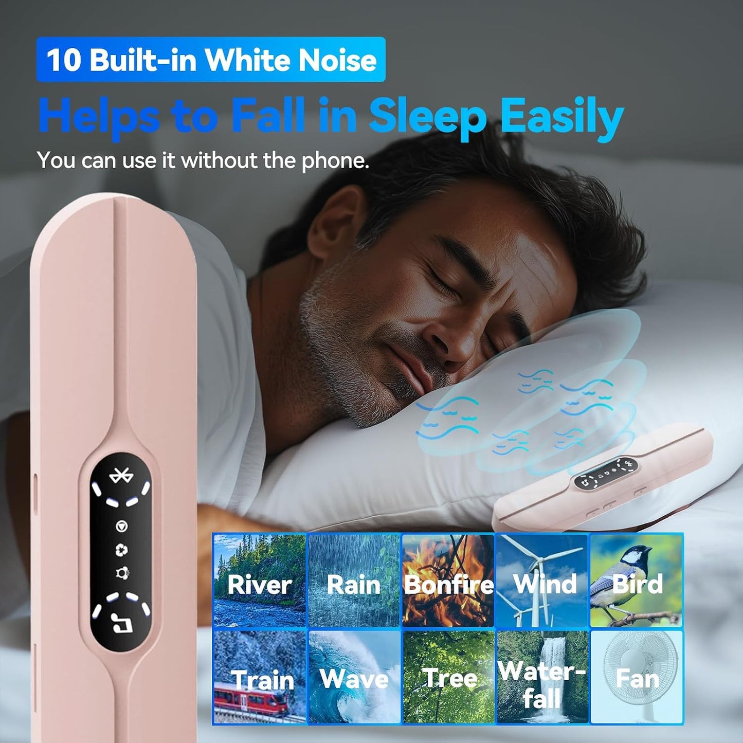 10 400mAh Under Pillow Speaker Bluetooth for Sleeping - Bone Conduction Pillow Speaker with Built-in White Noise