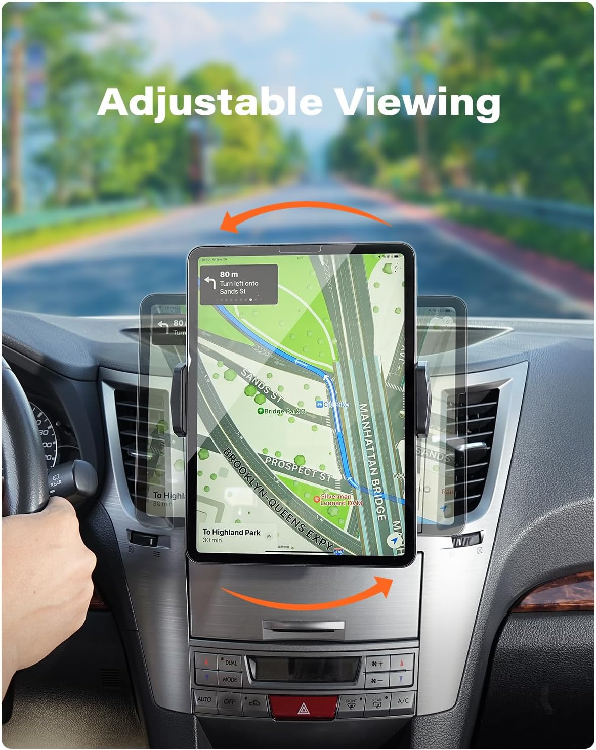 APPS2Car 2-in-1 4.7-13" 12.9" 13" 360 for Sturdy iPad Holder for Car CD Slot Tablet Mount, Universal Holder for iPad