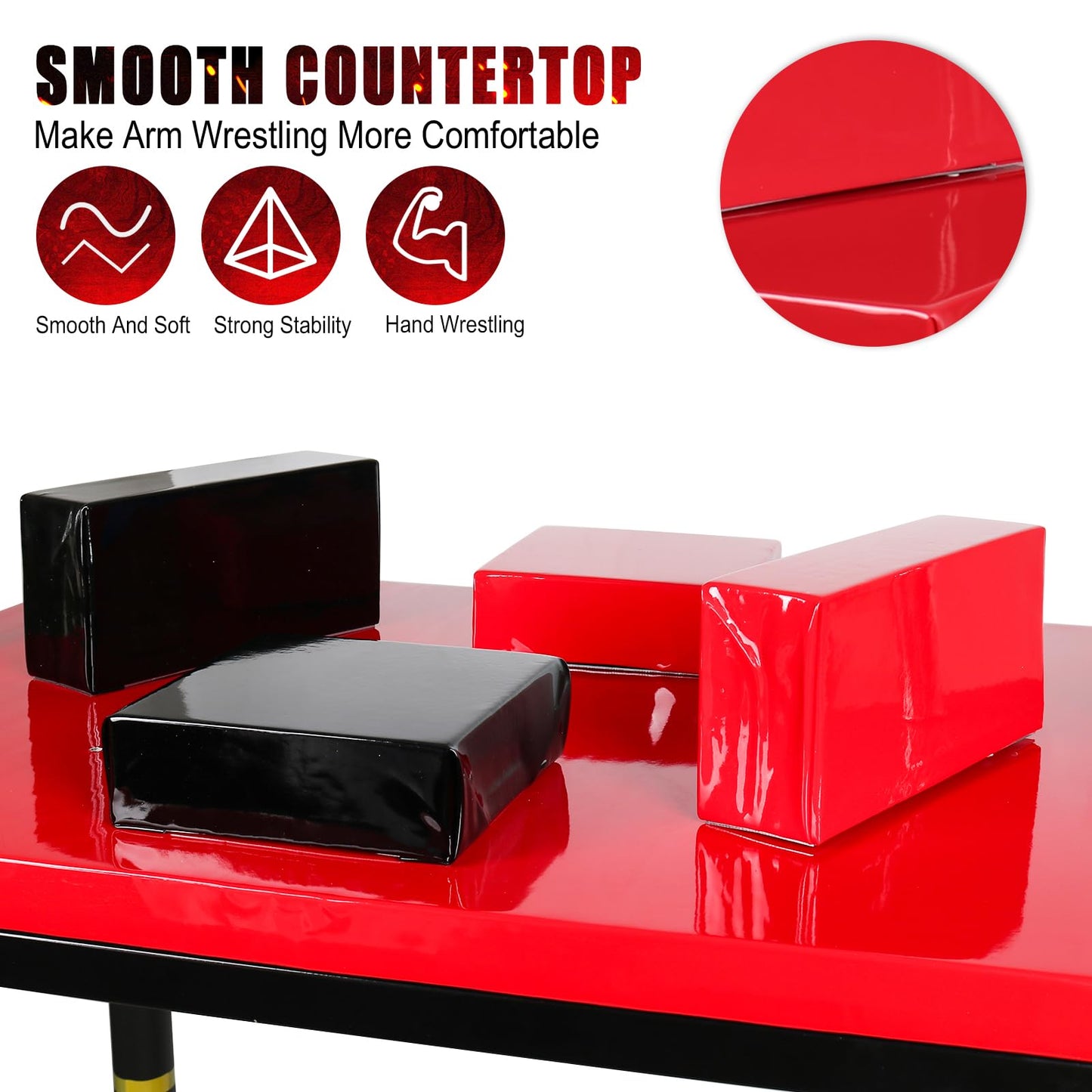 INNOLIFE Professional Arm Wrestling Battle Table, Arm Strength Training Equipment Competition Training Arm Wrestling Table for Use in Home Gym, Red