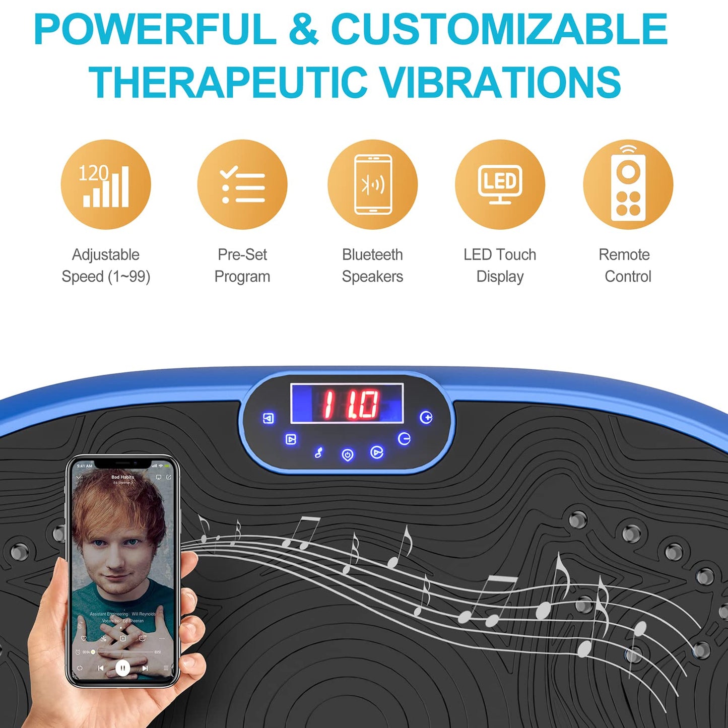 AXV Vibration Plate Exercise Machine Whole Body Workout Music Vibrate Fitness Platform Lymphatic Drainage Machine for Weight Loss Shaping Toning Wellness Home Gyms Workout