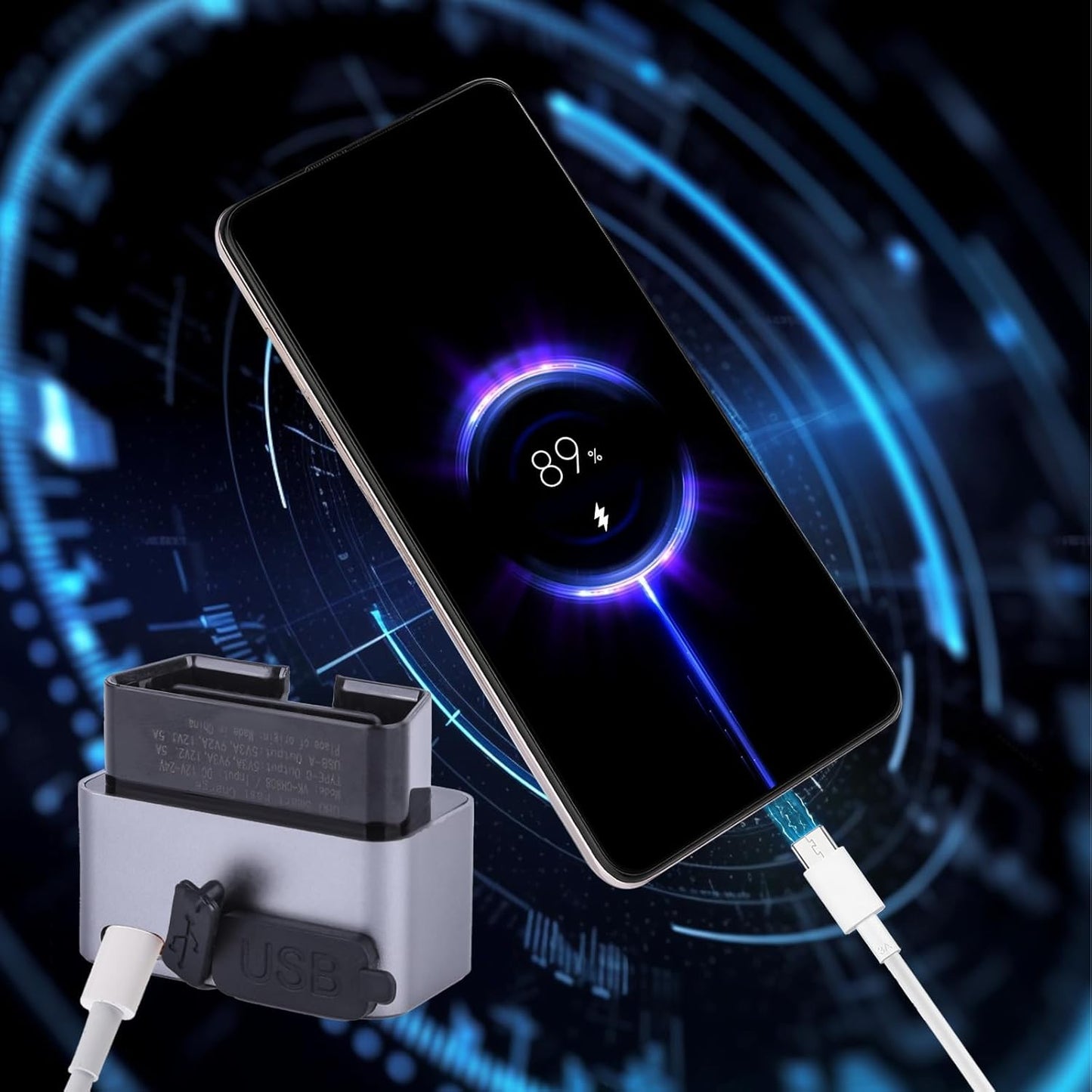 FRCVESNG DC1224V Car OBD Power Adapter, OBD Male to Type-C USB Female Charger OBD Car Charger for Mobile Phones, Dash