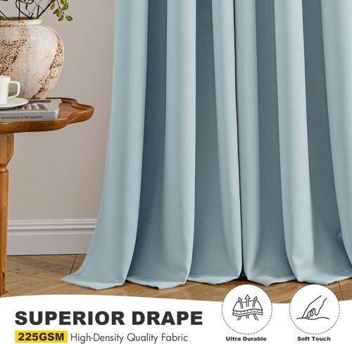 MIULEE Slate Blue Blackout Curtains - Thermal Insulated Room Darkening Drapes, 54" Long, 2 Panels