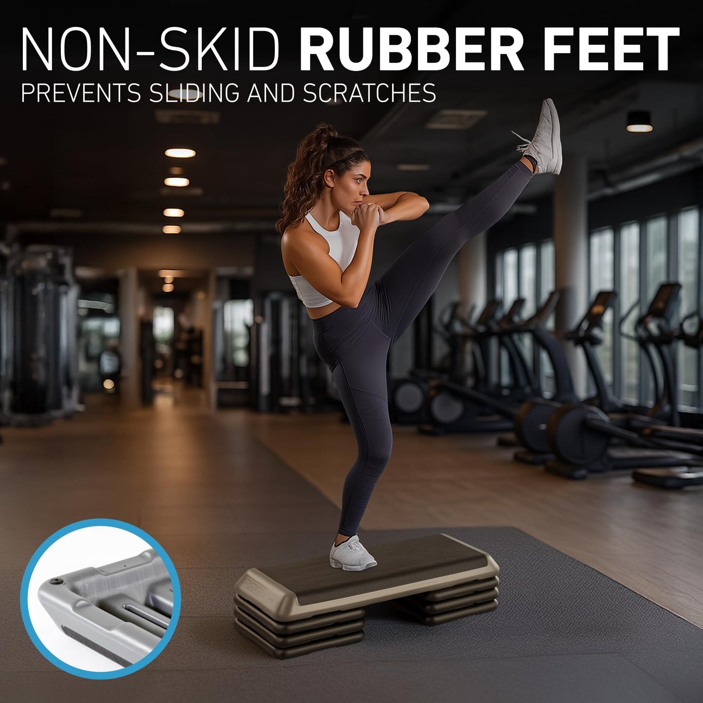The Step (Made in USA Original Aerobic Platform for Total Body Fitness – Health Club 4 Risers Grey