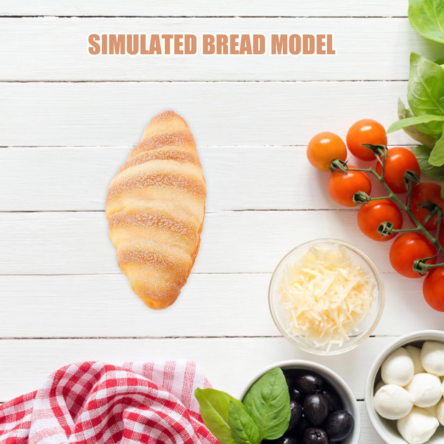 3pcs Set jojofuny Realistic Fake French Croissant Bread Model for Kitchen and Bakery Decor, Artificial Simulation Food