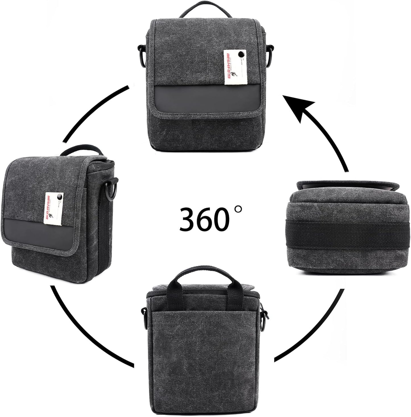 Small Black Messenger Camera Bag for Canon - Compact Shoulder Case