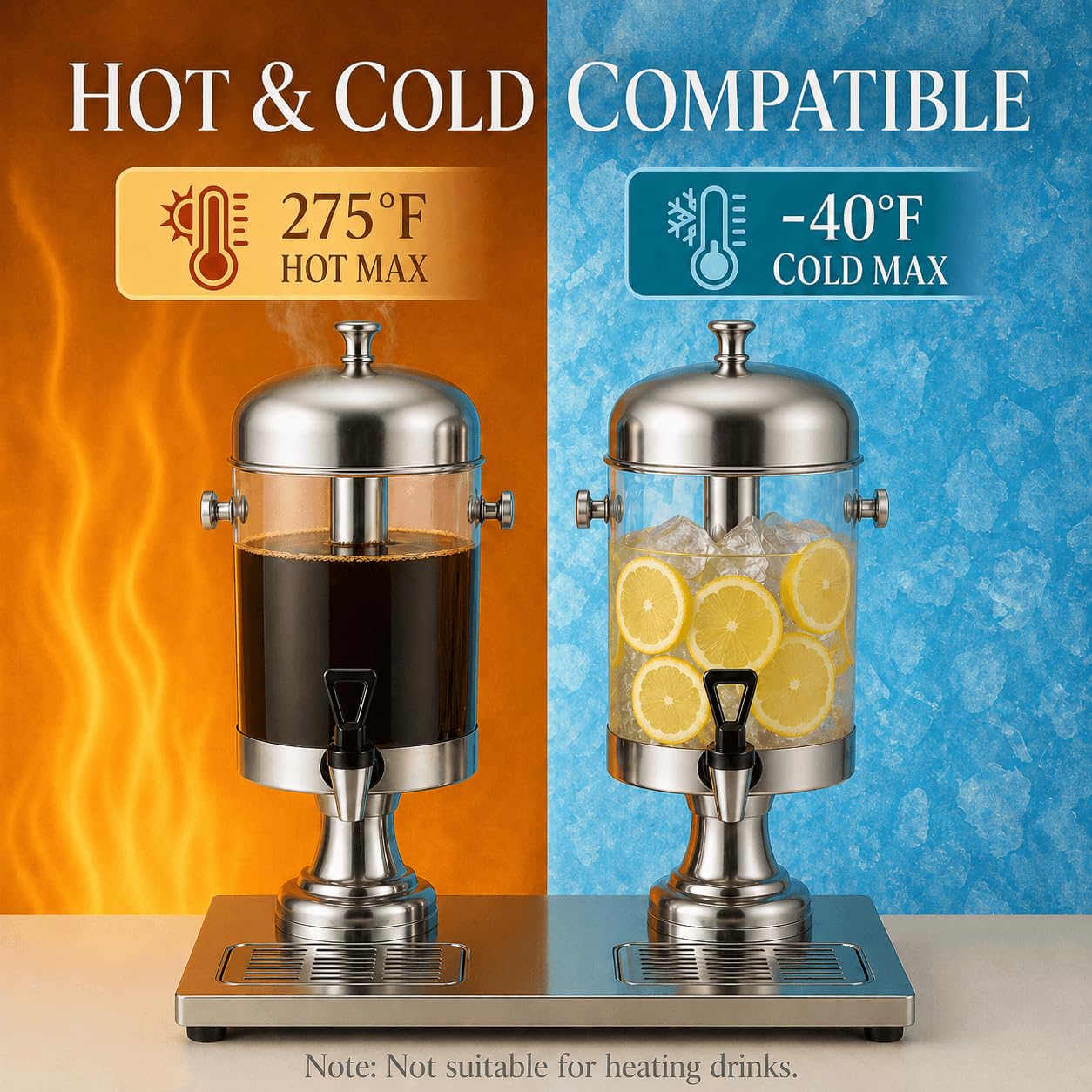 THXSUN Beverage Dispenser 4.4 Gallon, Large Drink Dispenser with Ice Core, Stainless Steel Beverage Dispenser with Stand for Cold Drinks, Juice, Lemonade, Iced Tea, Parties & Events