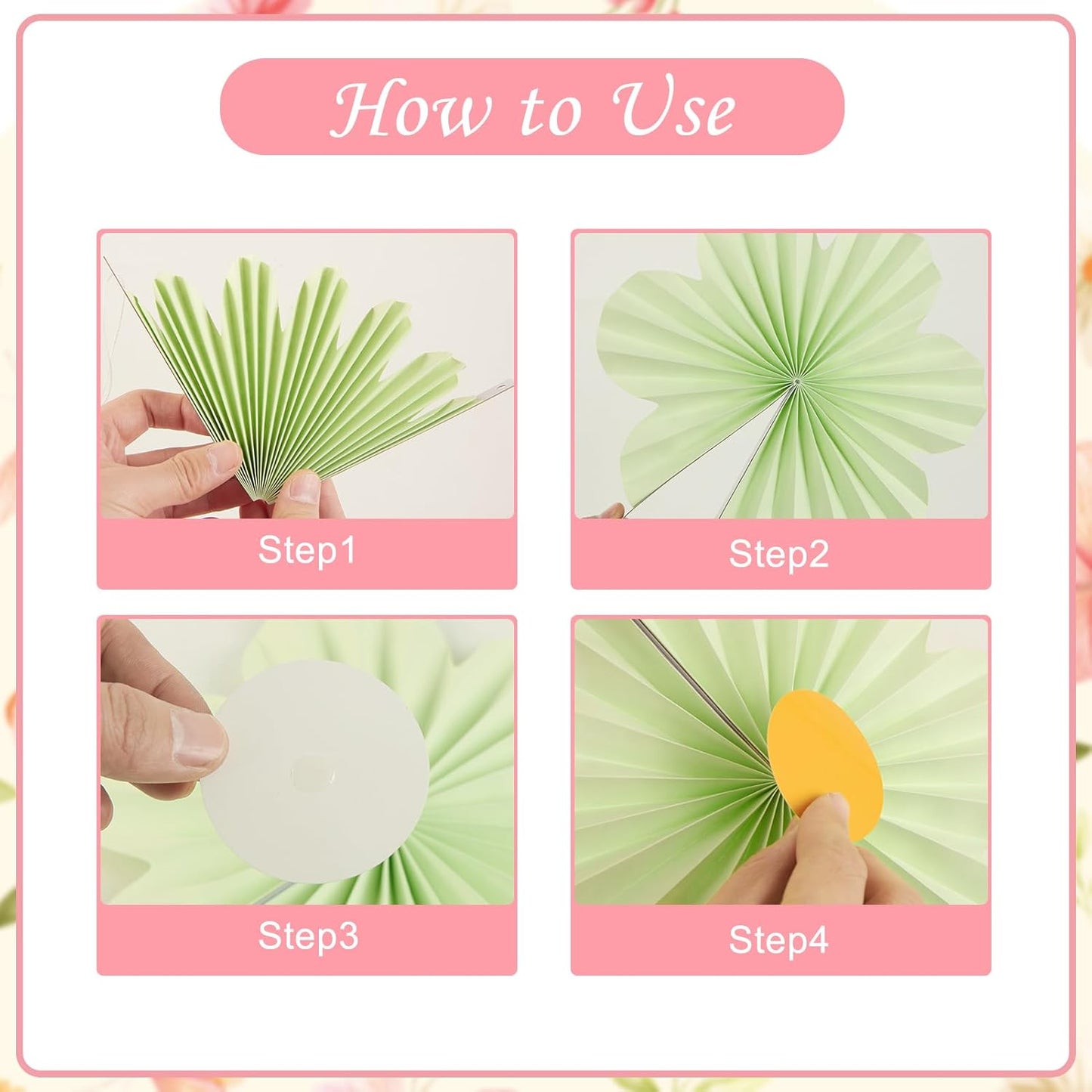 Skiennix Pastel Butterfly Garden Paper Fan - Floral Wall Decorations for Parties & Events